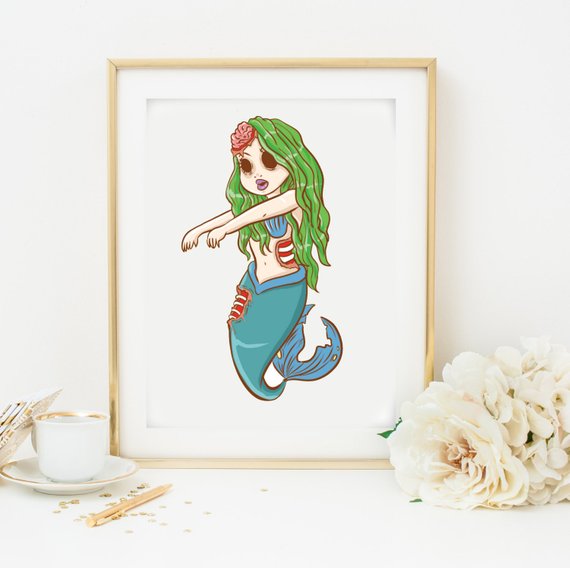 Zombie Mermaid Printable Poster